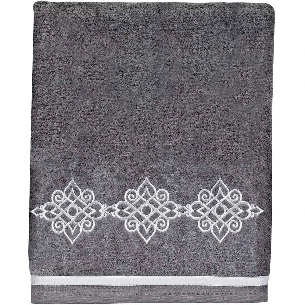 Avanti Riverview Bath Towels Nickle Gray Embroidered Bathroom 27x50 Set of 2